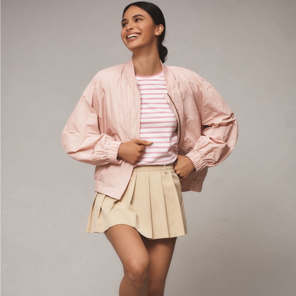 Anthropologie Maeve Balloon-Sleeve Bomber Jacket